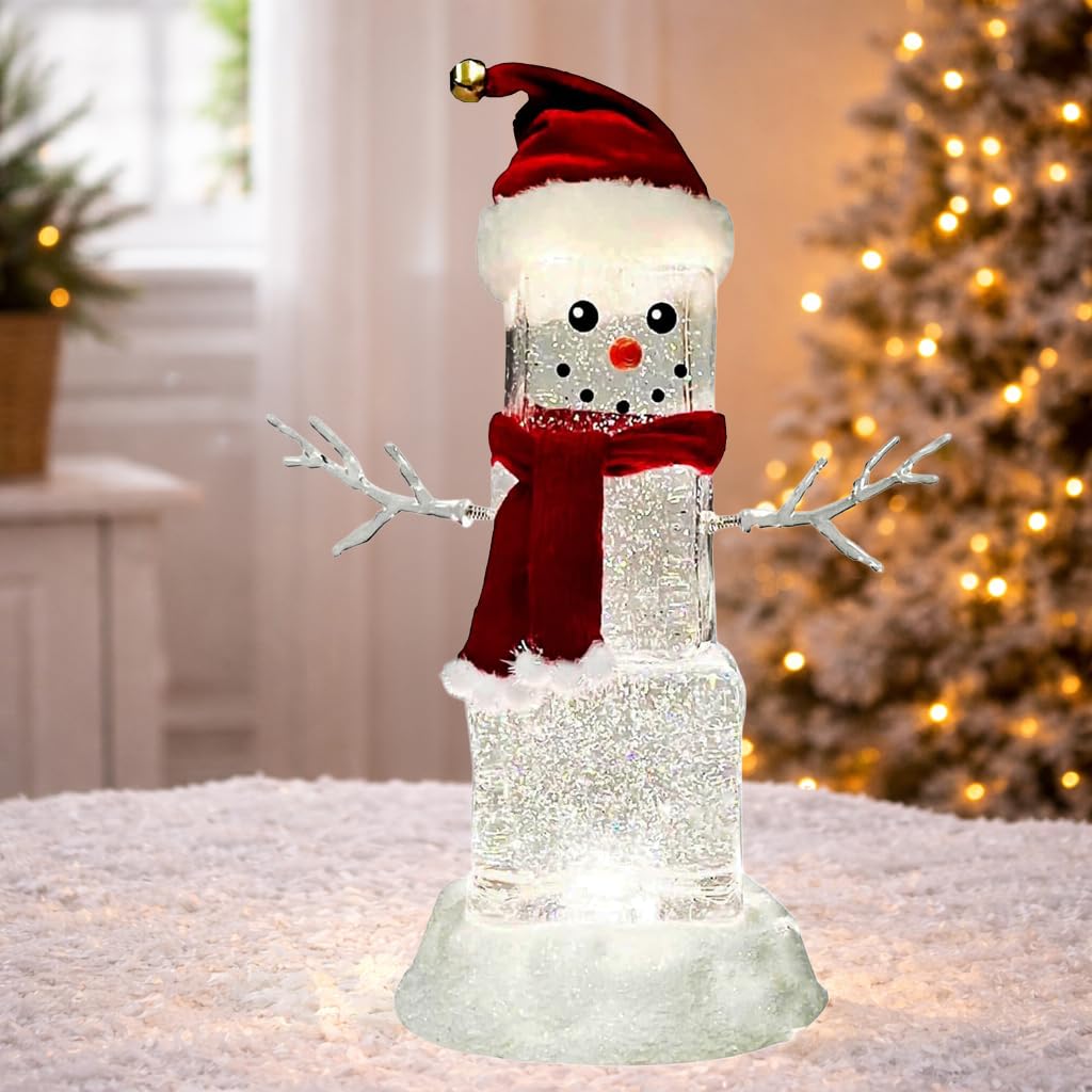 スノーマン 置物 man Amazon.com: Moments in Time LED Acrylic Ice Cube Snowman Light-Up